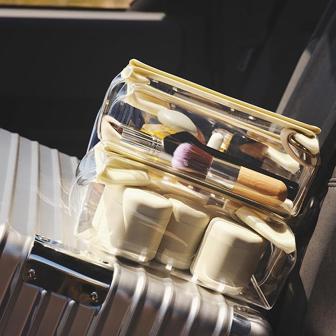 Cadence Travel Containers - Core Skincare Set - Magnetic Containers with Lids,2 Small (0.56oz) & 3 Medium (1.32oz) - Cleanser, Moisturizer, Serum, Makeup Remover & Sun Icon Labels - Charcoal