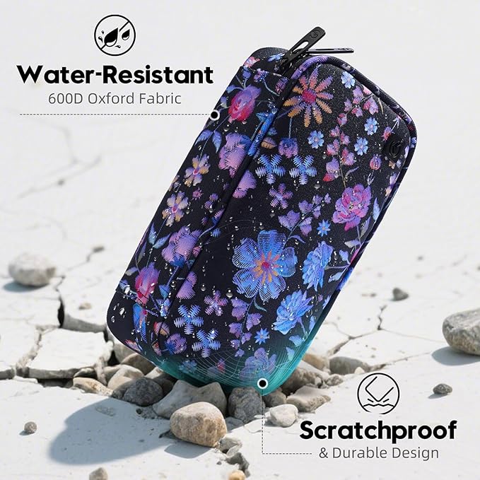 ALLCAMP Insulin Cooler Travel Case Diabetic Medication Cooler with 4 Ice Pack - Medical Cooler Bag Portable and Reusable Flower Pattern (9X 4.72x 3.14 inches)