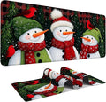 Three Snowmen Gaming Mouse Pad 35.4"x15.7"Desk Mat Anti-Slip Rubber Base & Durable Stitched Edges for Gamers Smooth Mouse Writing Surface for Desk Office/Home