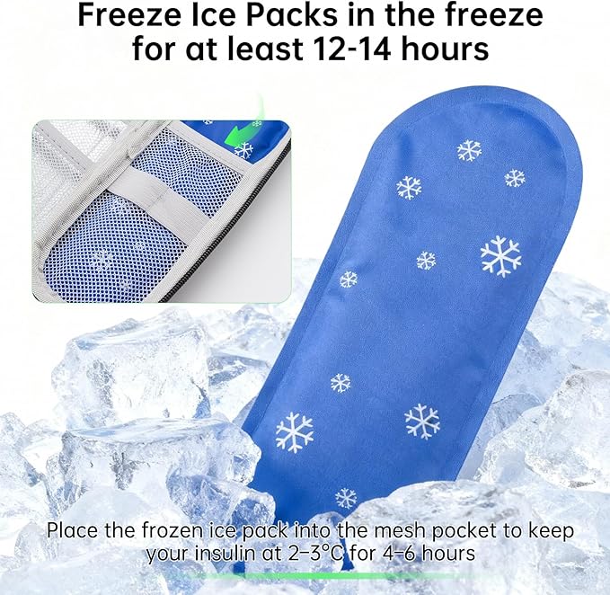 Cooler Travel Case Compatible with Ozempic Pen, Travel Cooler with Reusable Ice Pack, Insulated Cooling Bag, Storage Pen and Other Supplies, Ideal for Trip and Daily Life