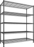 45 "W Storage Shelves 5 Tier Wire Shelving Unit Adjustable Metal Shelving Wire Shelf Pantry Shelves Wire Commercial Rack for Closet Kitchen Pantry Utility Room Garage 45" Wx 13.5" Dx70.5 H Black
