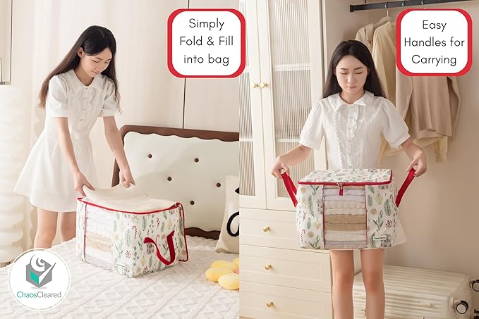 Canvas Storage Bags 2 Pack (Candycane Bag 2 Pack)