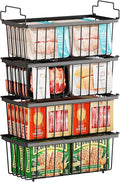 4 Pack Freezer Organizer Bins(14.6‘’L X 7.1‘’W X 5.2‘’H) Suitable for 5-7 Cu.Ft Chest Freezer Sort Frozen Meats | Stackablet Chest Freezer Organizer Bins Get Food Easily w/Handle, Gifts Ideas for Mom