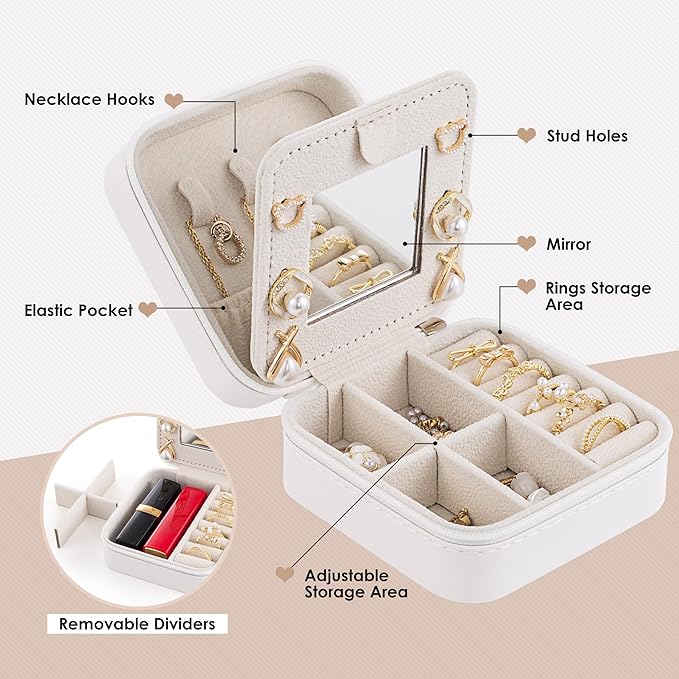 Birthday Gifts for Women - Initial Jewelry Box, Travel Case Organizer for Wife, Girlfriend, Graduation & Bridesmaid Gift