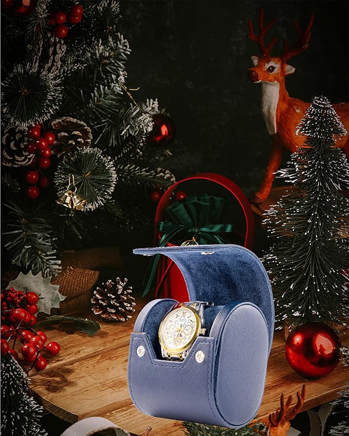 MR.OKAY Single Watch Travel Case -Classic Leather Watch Case with Perfect Texture. Watch Carrying Case or Organizer for Storage And Display. Ideal Gift for Men Traveling, All Handmade by Artisans