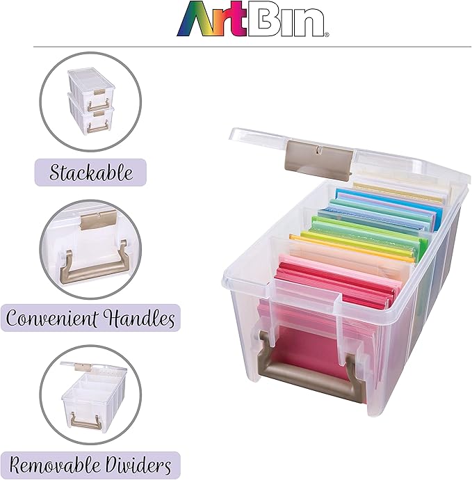 ArtBin Semi Satchel Portable Craft Organizer with 3 Dividers - Clear Plastic Storage Case for Art & Craft Supplies