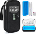 Insulin Cooler Travel Case, TSA Approved Refrigerated Medicine Travel Bag with Protective Ice Brick, Temperature Display Diabetic Medication Cooling Bag for Pen & Vials (Black)