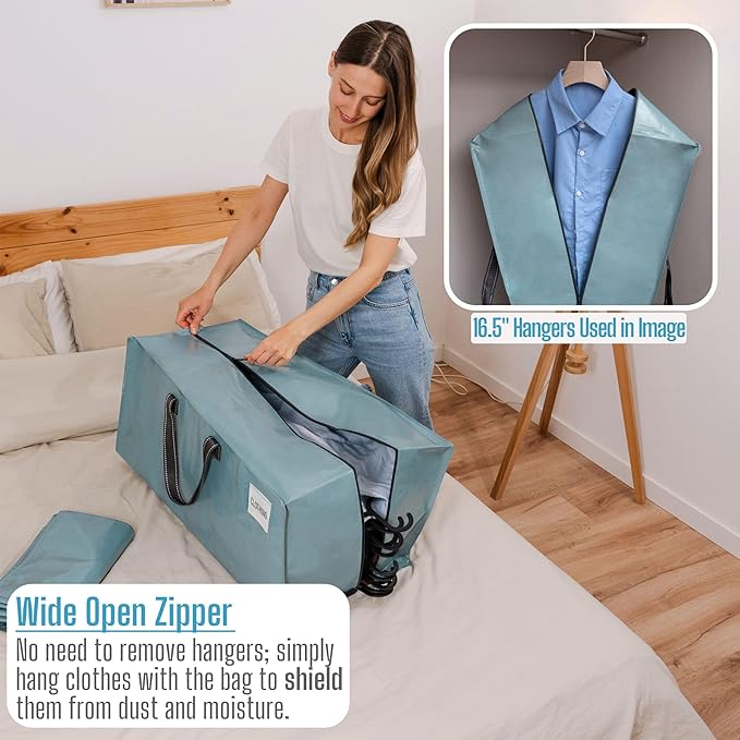 VENO 8 Pack Moving Bags w/Backpack Straps, Heavy Duty, Moving Boxes Alternative, Packing Supplies, Large Storage Totes for Dorm Room Essentials with Zipper for Clothes (Shiny Light Blue, 8 Pack)