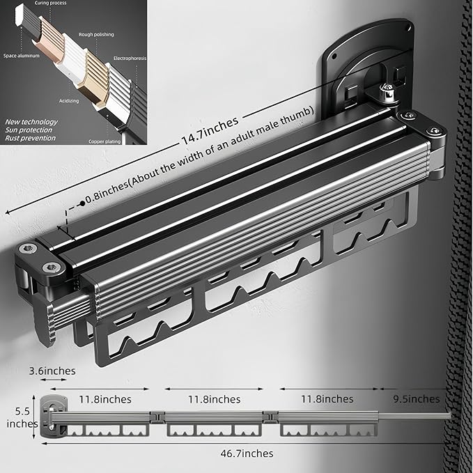 Mounted Wall Drying Rack, Laundry Hanger Dryer Rack, Laundry Hanger Rack, Wall Mounted Clothes Rack, Laundry Room Hanging Rack(Foldable/High-Bearing/Never Fall Off/Third Generation/White)