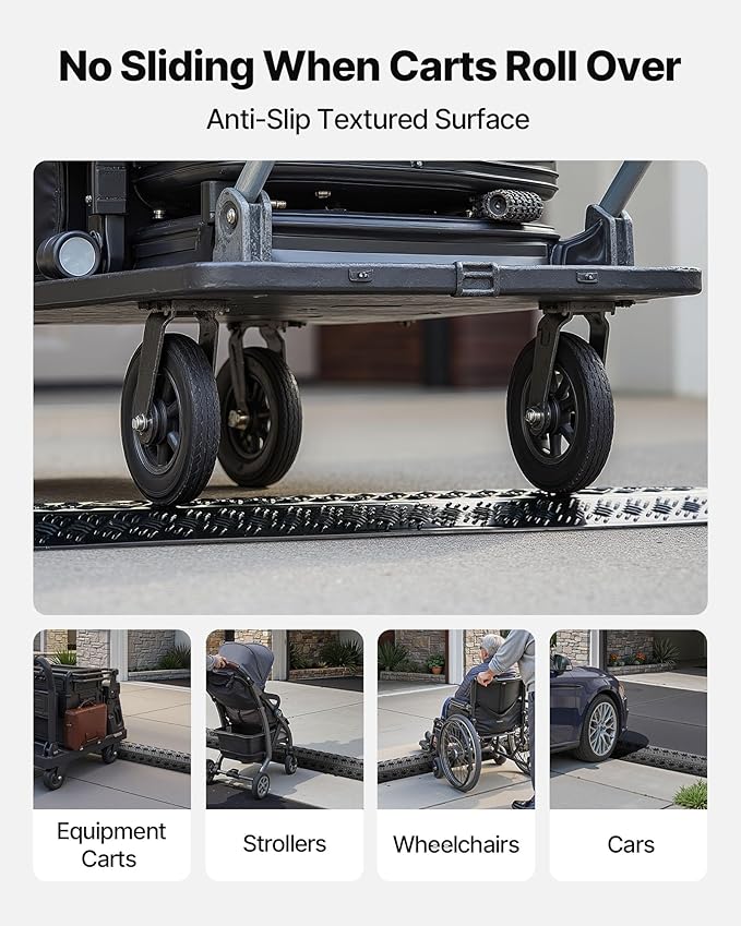 VEVOR 3 Pack Drop Over Cable Cover, 2 Channel Heavy Duty Cable Hose Protector Ramp, 38.3'' Floor Cord Cover, 17,500 lbs/Axle Load Capacity, for Traffic Areas, Indoor, Outdoor, Home, Office, Warehouse