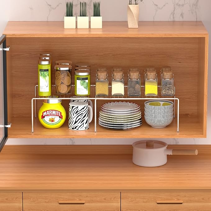 Redrubbit Expandable Metal Rustproof Kitchen Counter & Cabinet Shelf, Chrome, 1 Shelf, Modern Style, Kitchen Storage & Organization Product Accessories