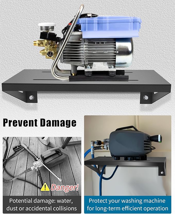 Heavy Duty Metal Pressure Washer Shelf, 20" x 12" Wall Mount Electric Pressure Washer Bracket Shelf, Fit for Garages Workshops Sheds
