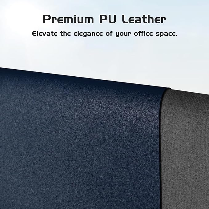 Aothia Leather Desk Pad Protector, Office Desk Mat, Large Mouse Pad, Laptop Desk Pad, Non-Slip PU Leather Desk Blotter, Waterproof Desk Writing Pad for Office and Home (Dark Blue, 47" x 24")