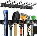 TIDYME Garage Wall Organizer | 48" Heavy-Duty Tool Storage Rack | Adjustable Double-Layer Hooks | 300 lbs Capacity | Carbon Steel Wall Mount Holder for Shovels, Rakes, Ladders & Power Tools