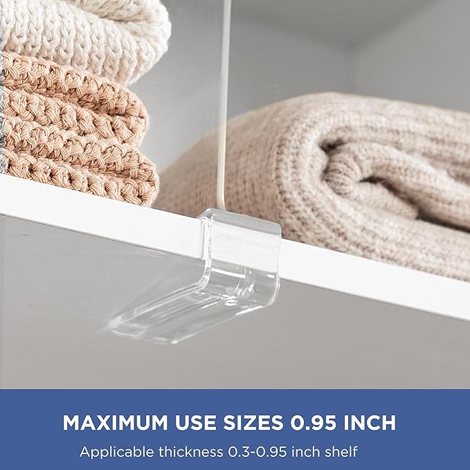 HBlife 2 Pack Clear Shelf Dividers, Vertical Purse Organizer for Closet Perfect for Sweater, Shirts, Handbags in Bedroom and Kitchen, Adjustable Acrylic Bookshelf for Organization