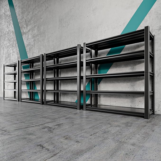 5 Tier Adjustable Metal Shelving Storage Rack,Storage Shelves,59.8" Wx24 Dx76.6 H Garage Shelving Heavy Duty,Industrial Shelving Unit for Basement,Warehouse,Garage Organization.4 Pack