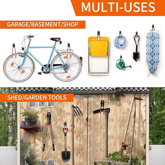 28 Pack Heavy Duty Garage Hooks with Extension Straps, Double Hook Design with Triple Welded Reinforcement, Supports Up to 100 lbs, Ideal for Home, Garden and Tool Storage