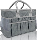 Cupohus Water-Resistant Art Organizer Tote Bag - Craft Storage Bag with Multiple Pockets and Handles for Artists, Kids, Students, and More – Grey