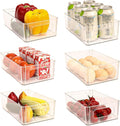 Refrigerator Organizer Bins 6 Pack Fridge Organizers with Handles Clear Freezer Storage Containers for Pantry, Cabinets,Shelves, Drawer – Plastic Kitchen Organizers