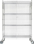18"x48"x70" Metal Wire Chrome Security Heavy Duty Commercial NSF Certified Storage Unit | Mobile Wire Security Cage Kit