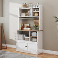 Book Shelf, 5-Tier Bookshelf, Bookcase, 71 inch Tall Bookcase with Doors, Bookshelves and Bookcases with Storage Cabinet and 6 Open Cubes, 3 AC Outlets for Home Office, Living Room, Study, White