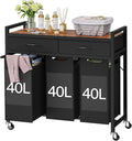 Laundry Sorter 3 Section, 120 L Laundry Hamper with 2 Drawers & 2-tone Top Panel, Rolling Laundry Basket Organizer with Pull-Out Removable Oxford Fabric Bags for Laundry Room Organization