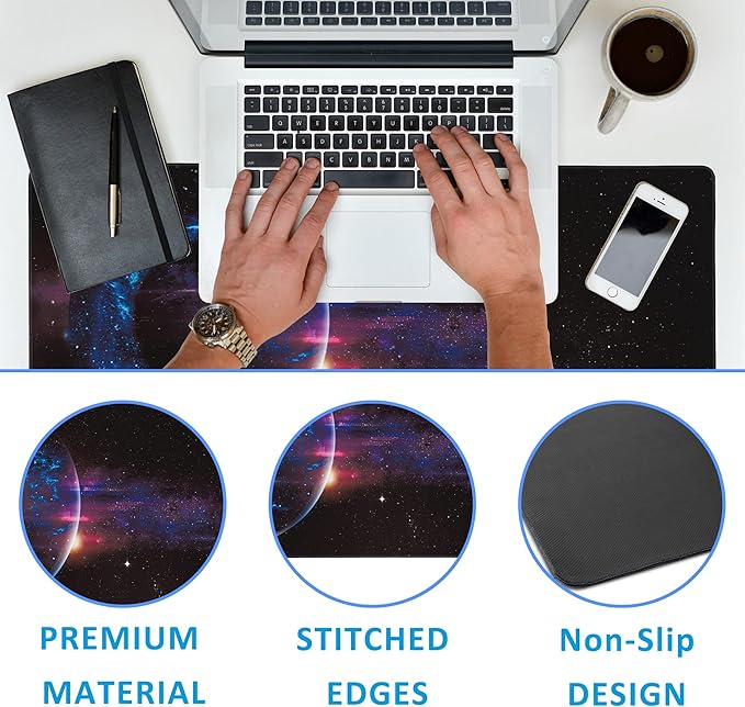 Mouse Pad,Abstract Space Desk Mat for Desktop,Desk Pad with Non-Slip Base and Stitched Edge,Extended Mousepad for Office and Home 35.4X15.7 Inch