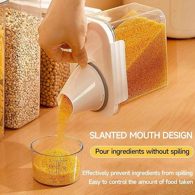 Storage Cereal Organizers Containers Sets,Food Grade BPA free PET Material Reusable，Airtight food storage containers with lids， kitchen organizers and storage Total(2 pcs 2300ml 2 pcs 1100ml)