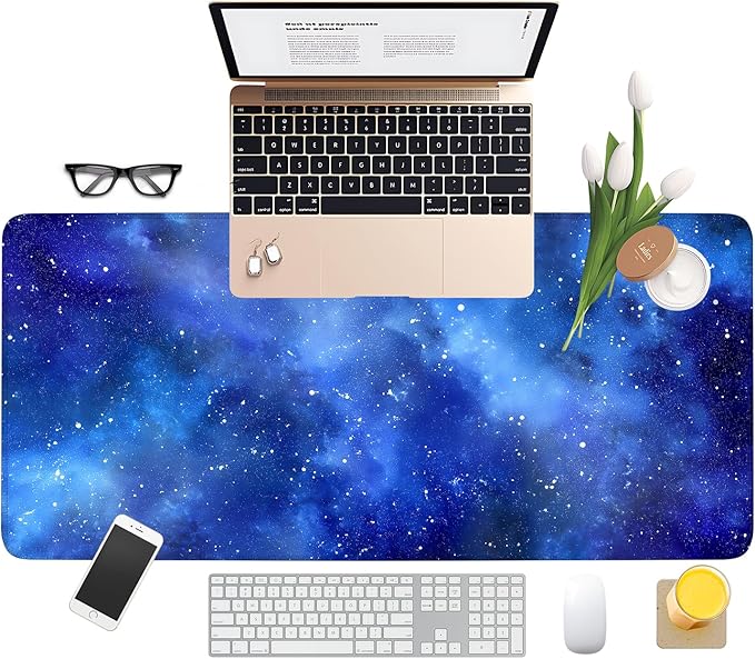 Starry Sky Gaming Mouse Pad 35.4"x15.7"Desk Mat Anti-Slip Rubber Base & Durable Stitched Edges for Gamers Smooth Mouse Writing Surface for Desk Office/Home