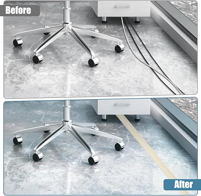 Floor Cord Covers for Wires 20FT Cable Hider Wire Cover Self Adhesive Cord Hider Floor for Offices, Homes, Workshops, Warehouses Cable Cavity 0.39" W x 0.27" H