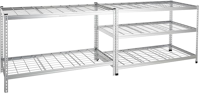 Amazon Basics 4000IBS Heavy Duty Adjustable Storage Shelving Unit, 5 Shelf, High-Grade Aluminum, Silver, 60 x 24 x 78 Inch