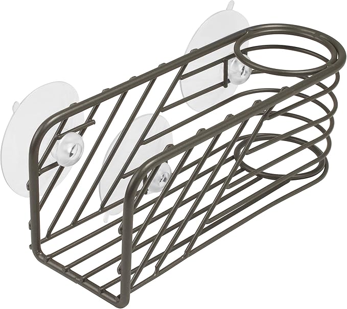 Spectrum Diversified Wright Sink, Geometric Soap & Sponge Kitchen Sink & Shower Modern Kitchen & Bathroom Organizer, Sponge Holder with Suction Cups, 1 EA