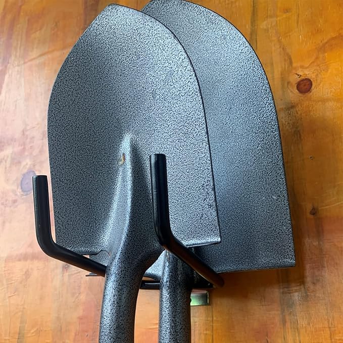 4 Pack E-Track Heavy Duty Shovel Hanger for Store Long Handled Tools ,Large Steel Tool Double J Hook, Tool Hanger | E Track Accessories for Enclosed Trailer or Trucks（Black）