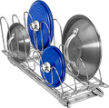 LYNK PROFESSIONAL® Pull Out Pot Lid and Cookie Sheet Organizer Rack for Cabinet - Lifetime Ltd. Warranty - Sliding Kitchen Organizers – Pans, Pots, Lids, and Tray Storage - 7.25 wide x 21 inch, Chrome