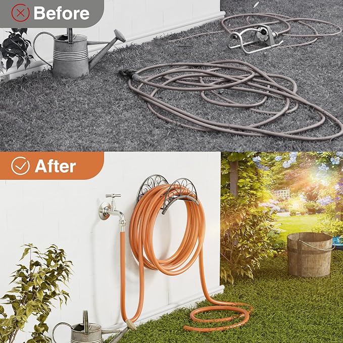 Wall Mounted Hose Holder - Metal Water Hose Holder - Hose Hanger Hose Hook for Water Hose Extension Cords Vacuum Hose.