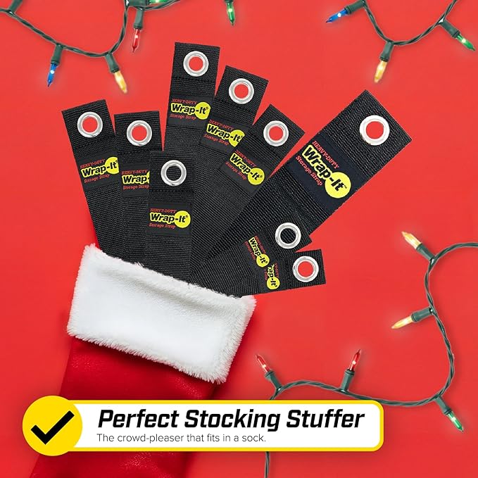 Heavy-Duty Wrap-It Storage Straps, Assorted 9 Pack - Hook and Loop Extension Cord Organizer Hanger, Cord Wrap Keeper, Cable Straps for Cords, Hoses, Rope, RV, Boat and Garage Storage and Organization