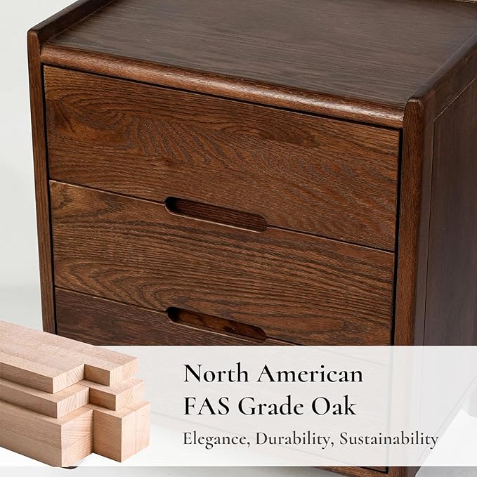 Nightstand, Solid Wood Small End Table w/3 Drawers, Modern Bedside Tables, Mid Century Night Stand, Bed Side Table, 15.75" W x 13.78" D x 21.65" H (Walnut)