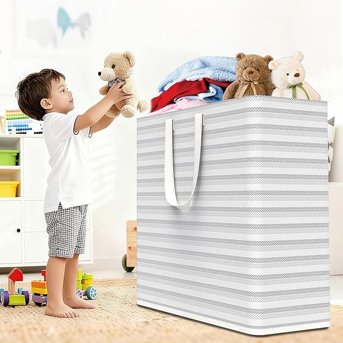 XXXXXL 53gal(200L) Large Laundry Basket, Laundry Hamper 3 Section with Reinforced Handles, Waterproof Collapsible Clothes Hamper for Bedroom Laundry Room Dorm Bathroom