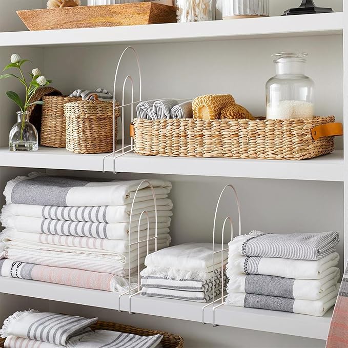 8-Pack 12" Tall Shelf Dividers - Closet Shelf Organizer - Easy to Install - No Tool - White PE Coating Steel
