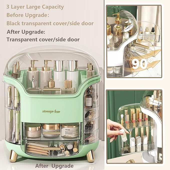 Upgrade Large Makeup Organizer Countertop Vanity Organizer Cosmetic Organizer Makeup Storage Box Bathroom Counter Organizer Perfume Skincare Organizers Gift Women Clear Design Easy Visibility