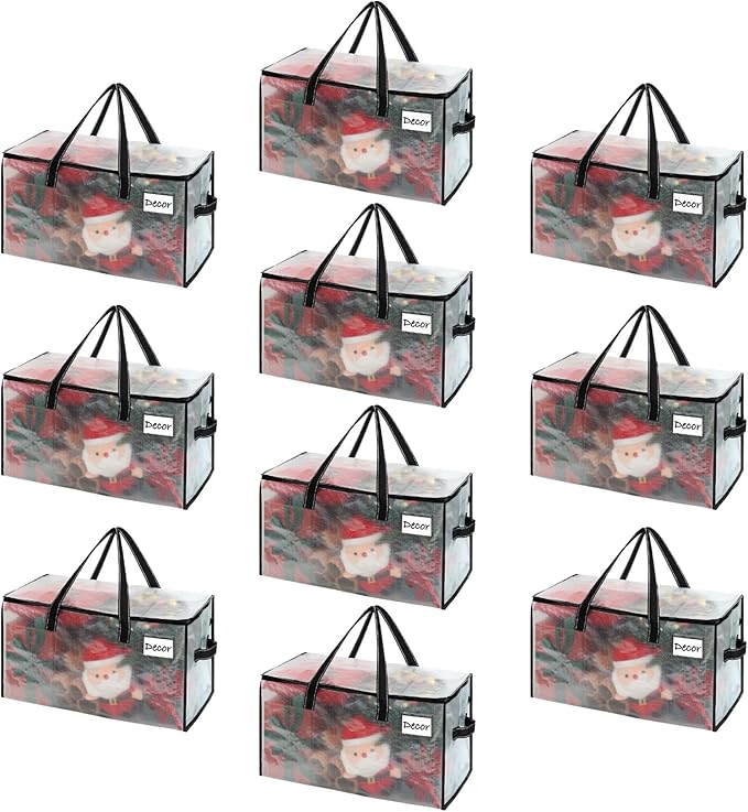 VENO 10 Pack Moving Bags, Comforter and Blanket Storage Bags for Closet, Moving Boxes, Boxes with Lids Alternative, College Dorm Packing Supplies, Foldable Heavy-Duty Tote (Clear, 10 Pack)