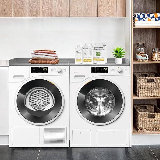 Royxen Washer Dryer Countertop, 27.4" x 54", Wood, Universal Fit, Laundry Room Organization, Grey
