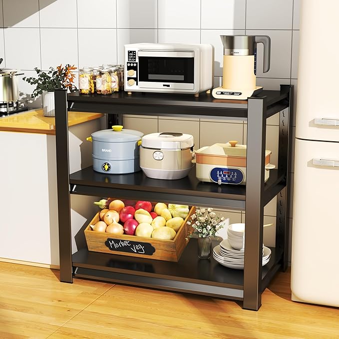 Kitchen Storage Rack，3 Tier Shelving Unit，Metal Adjustable Shelf，1050LBS Steel Shelving Rack，Storage Racks for Kitchen Bathroom Pantry Closet Laundry (31" H*27.6" W*13.8" D)