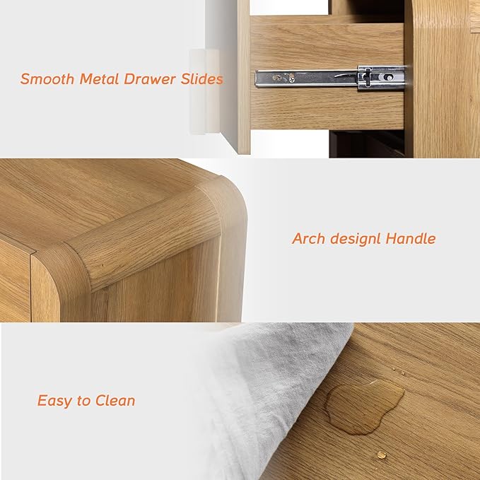 WAMPAT 6 Drawer Dresser for Bedroom,2 in 1 63" Wide Mid Century Modern Wide Chest of Drawer, Wood Tall Nightstand with Curved Edge Handles, Closet Dresser TV Stand for Bedroom, Light Walnut