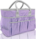 Cupohus Water-Resistant Art Organizer Tote Bag - Craft Storage Bag with Multiple Pockets and Handles for Artists, Kids, Students, and More – Lilac