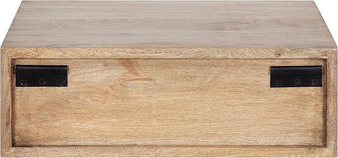 Kate and Laurel McCutcheon Floating Wood Storage Shelf, 18 x 12 x 6, Natural Wood, Decorative Transitional Floating Bedroom Nightstand with a Concealed Cubby Compartment
