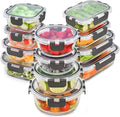 Freshware Glass Storage Containers with Lids, 24 Pieces, 12 Containers with 12 Lids, Glass Meal Prep Container for Lunch, Food Storage Containers, Leak Proof, Freezer Safe, Clear