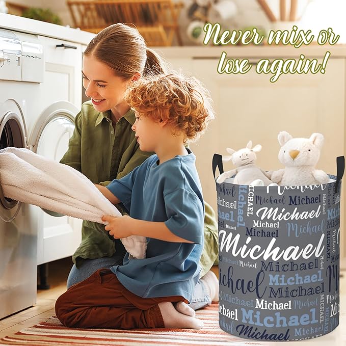 Custom Name Laundry Hamper, Personalized Laundry Baskets with Name for Boys Girls Women Men, Customized Collapsible Dirty Clothes Hamper Easy Storage Gifts for Bedroom Bathroom Living Room