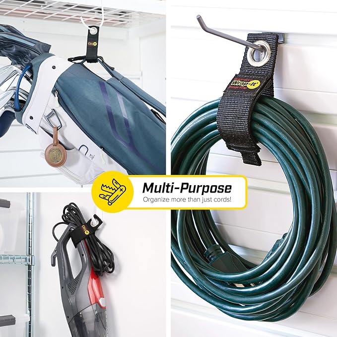 Heavy-Duty Wrap-It Storage Straps, 10-inch (6 Pack) - Hook and Loop Extension Cord Organizer Hanger, Cord Keeper, Cable Straps for Cords, Hoses, and Garage Storage