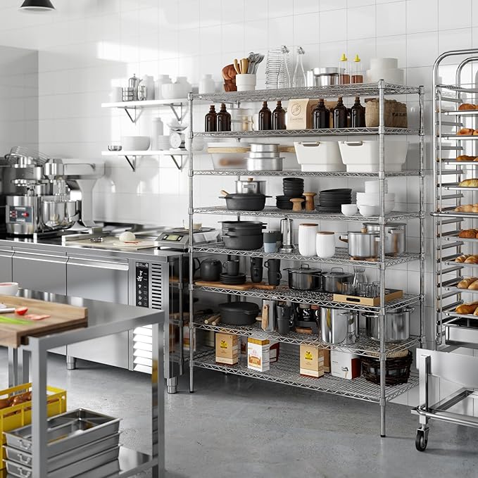 21" Deep x 54" Wide x 74" Height Wire Shelving Kit | 8-Tier | NSF Commercial Storage Rack Unit